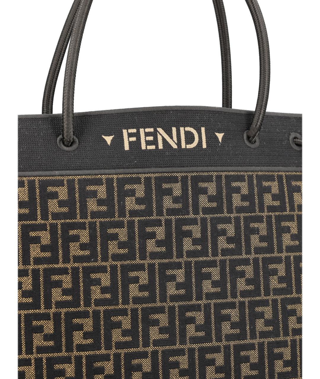 FENDI Коричневая хлопковая сумка тоут, фото 4