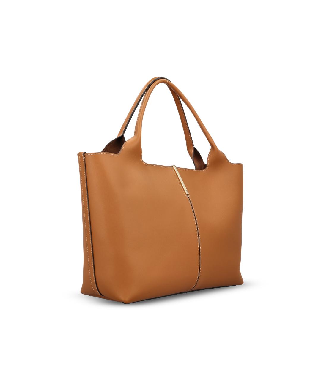TOD'S Бежевая кожаная сумка тоут, фото 3