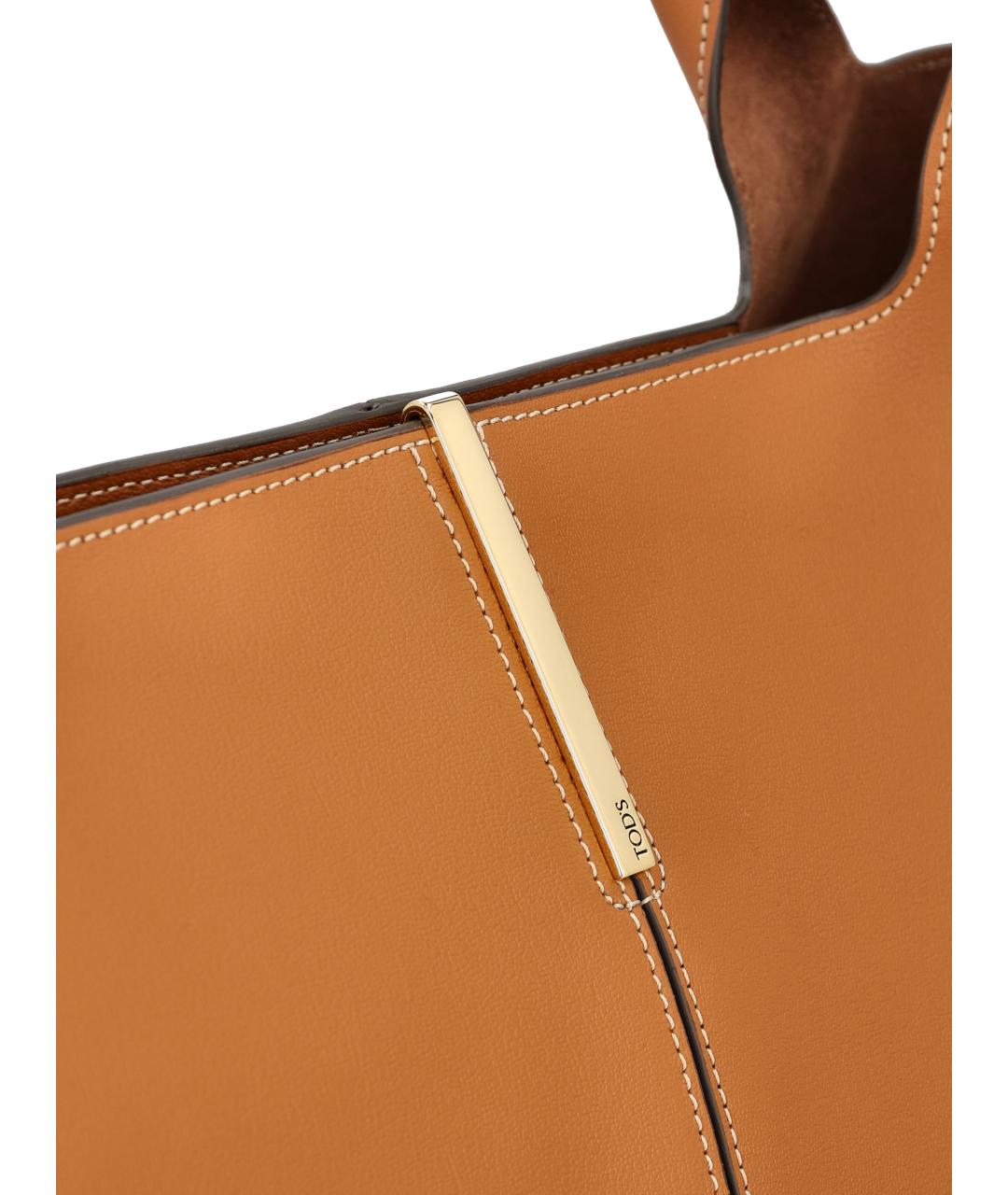 TOD'S Бежевая кожаная сумка тоут, фото 4