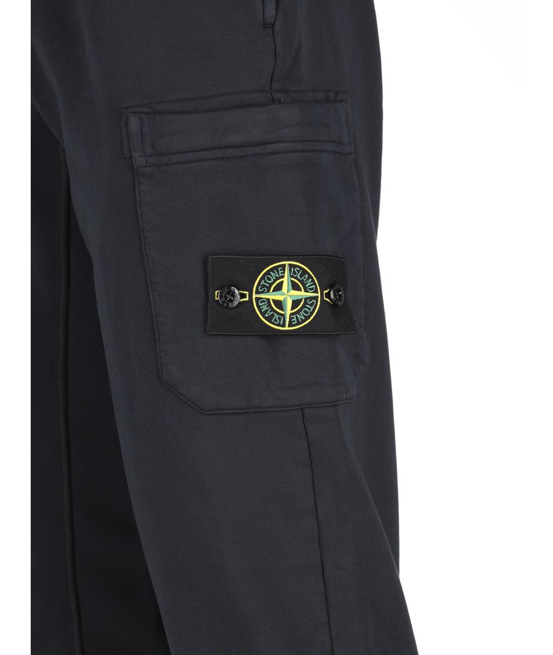 STONE ISLAND Черные хлопковые повседневные брюки, фото 3
