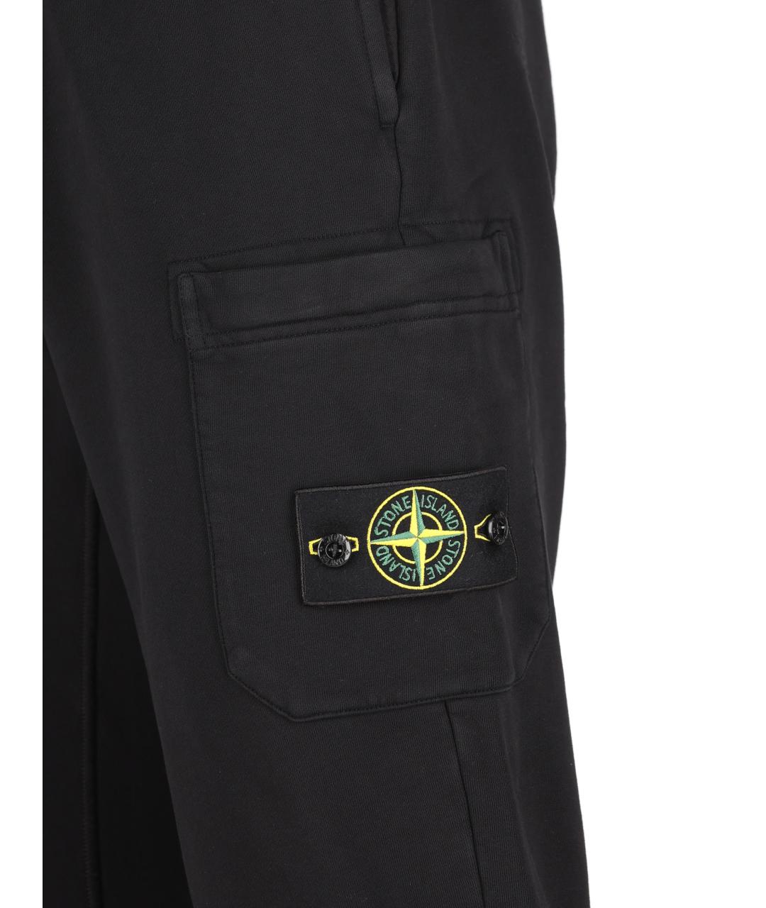 STONE ISLAND Черные хлопковые повседневные брюки, фото 3