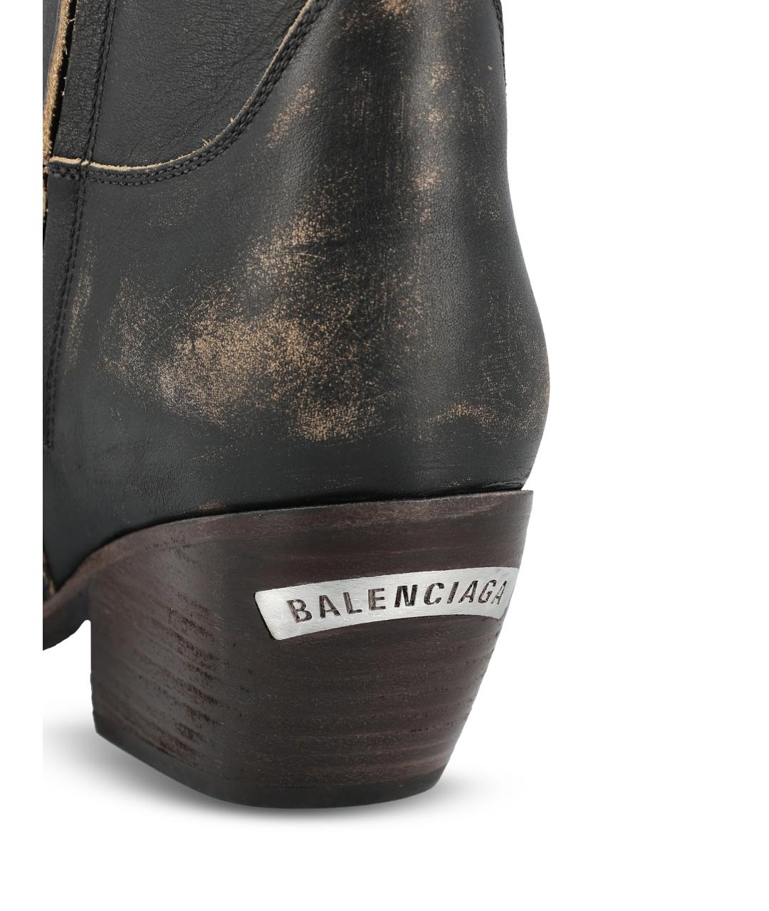 BALENCIAGA Черные кожаные ботинки, фото 4