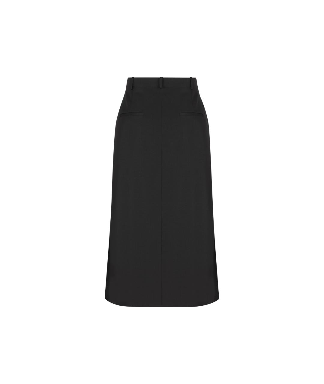 FENDI Черная шерстяная юбка миди, фото 2