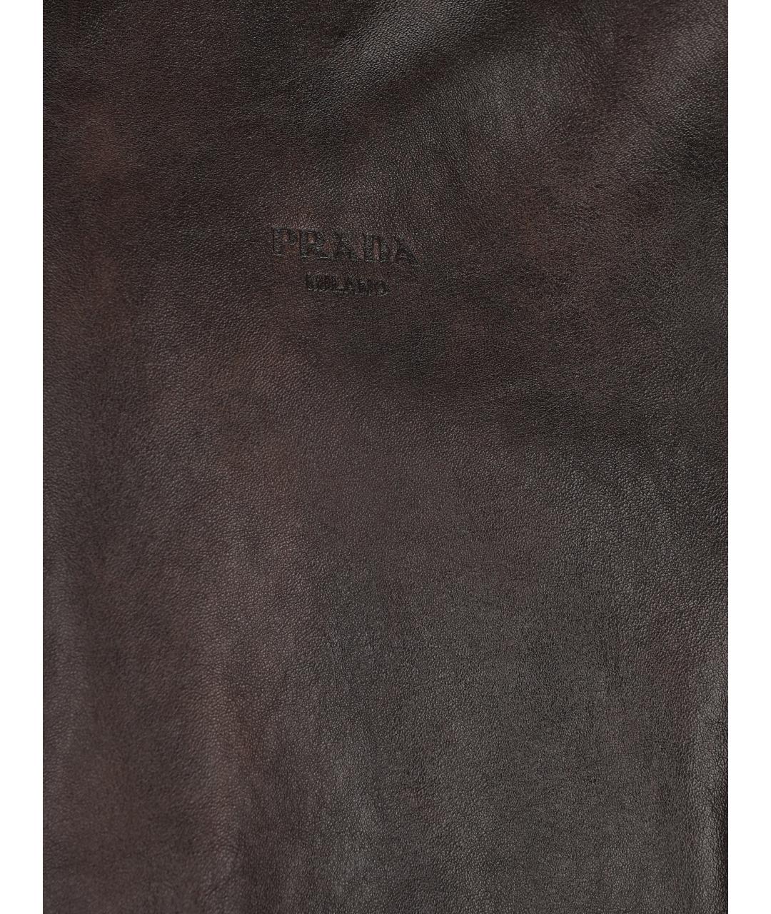 PRADA Коричневая кожаная куртка, фото 4