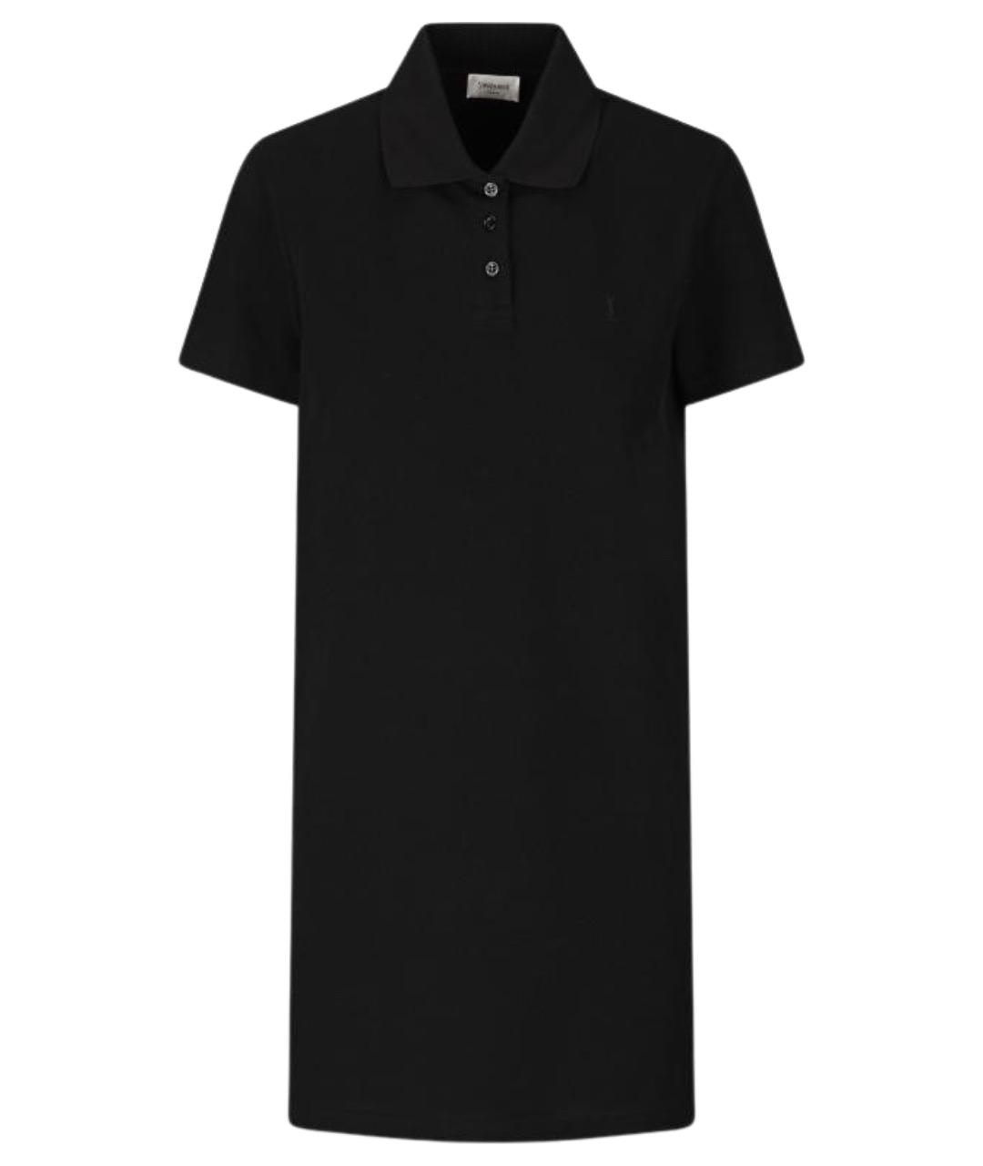 SAINT LAURENT Черное хлопковое повседневное платье, фото 1