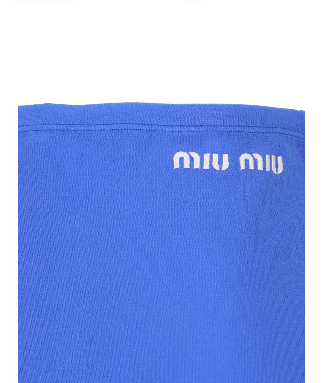 MIU MIU Синяя полиамидовая юбка мини, фото 3