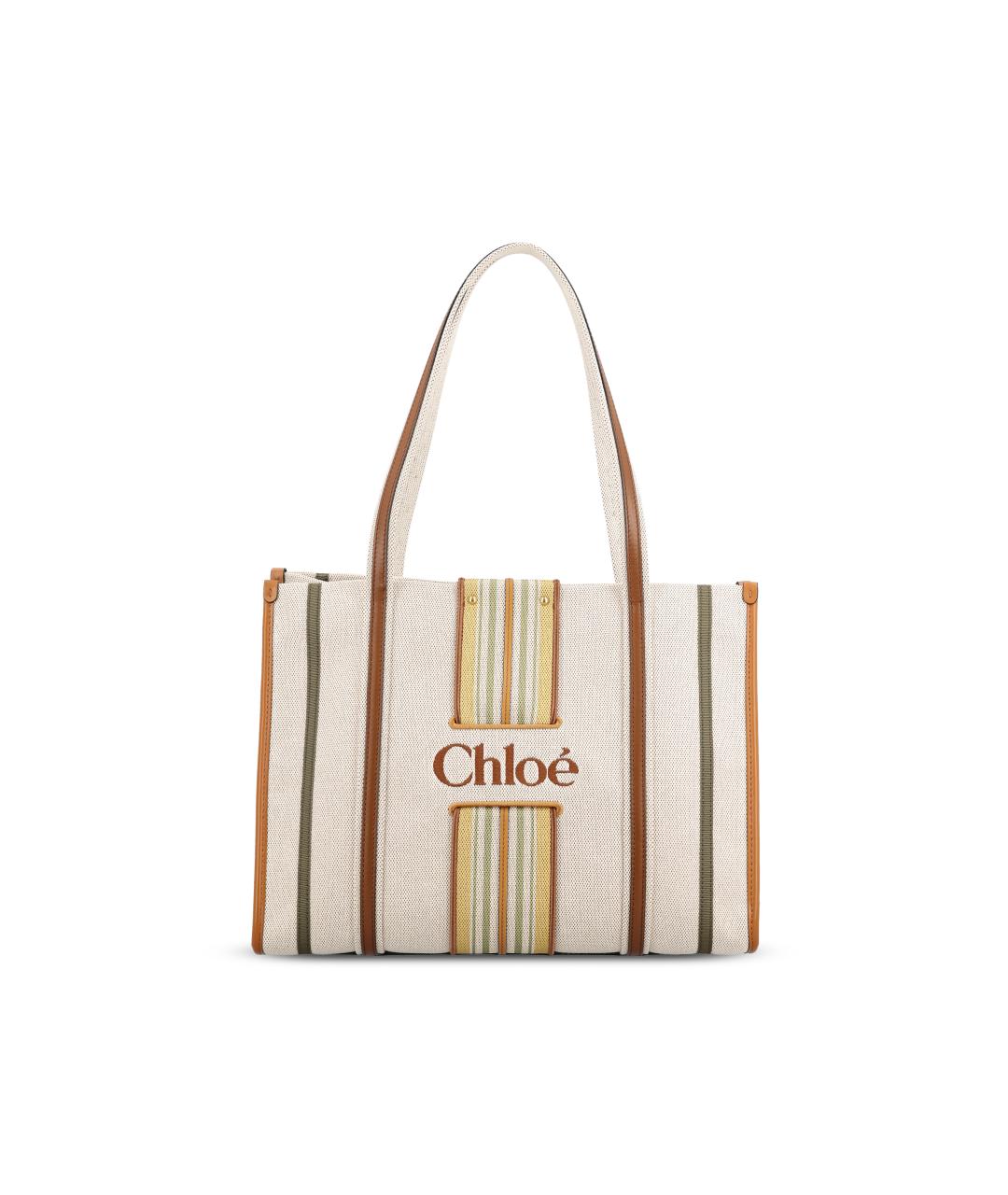 CHLOE Бежевая хлопковая сумка тоут, фото 5