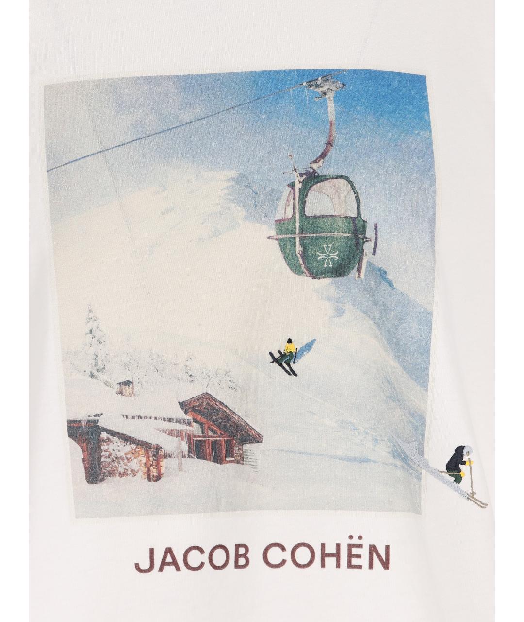 JACOB COHEN Белая хлопковая футболка, фото 3