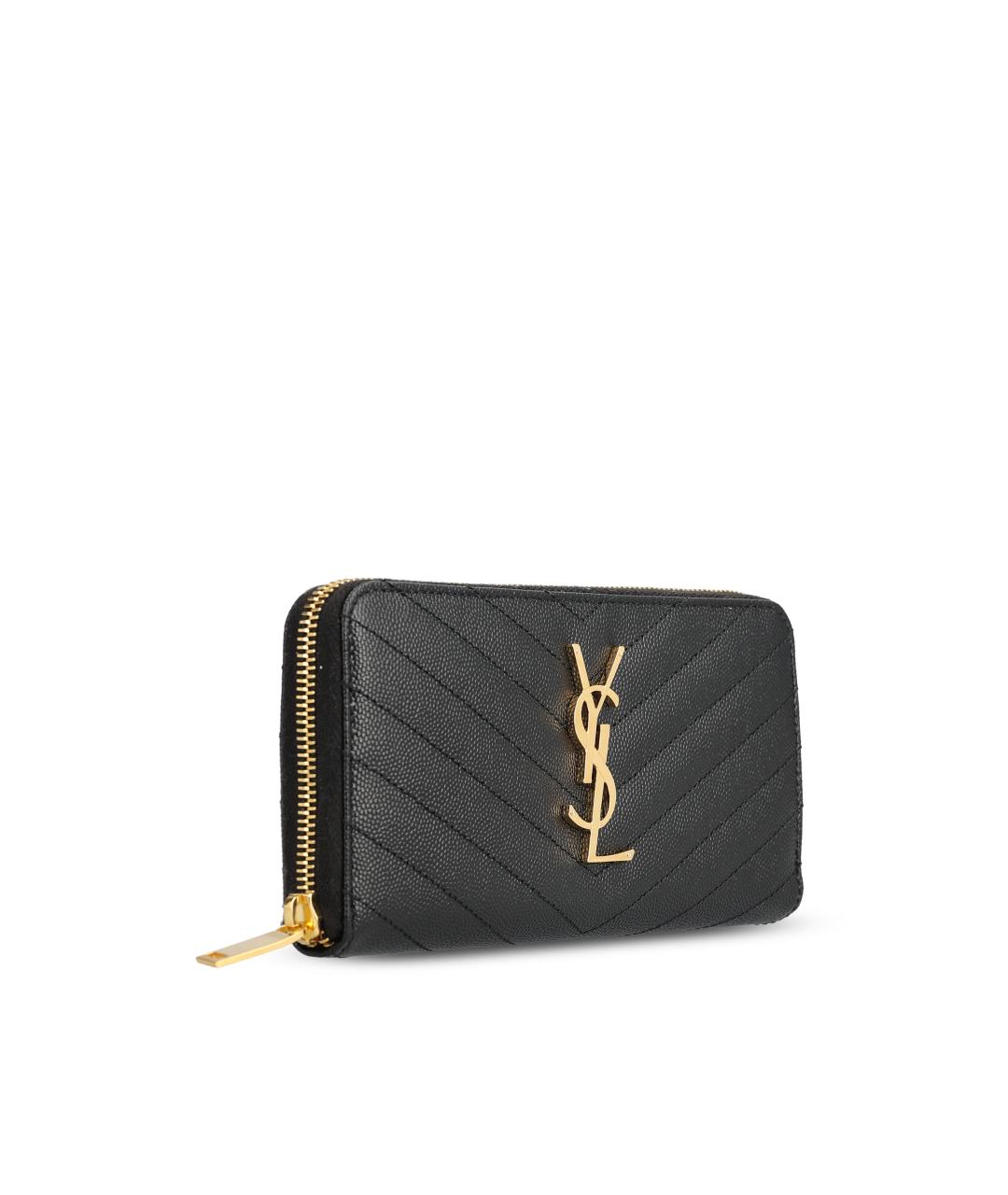 SAINT LAURENT Черный кожаный кошелек, фото 3