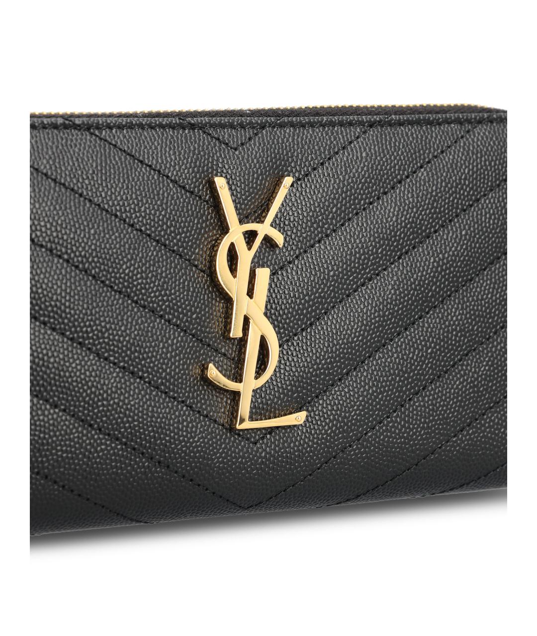 SAINT LAURENT Черный кожаный кошелек, фото 4