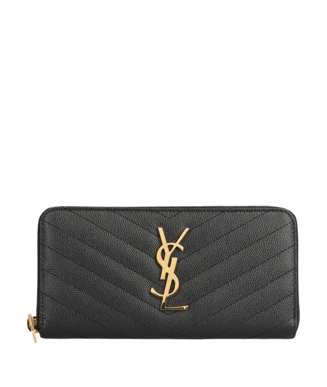 SAINT LAURENT Черный кожаный кошелек, фото 1