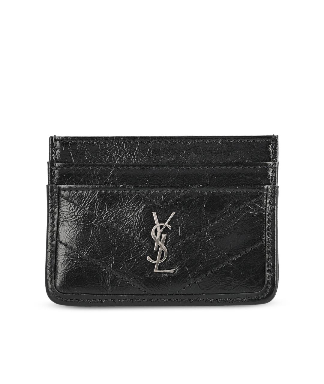 SAINT LAURENT Черный кожаный кардхолдер, фото 1