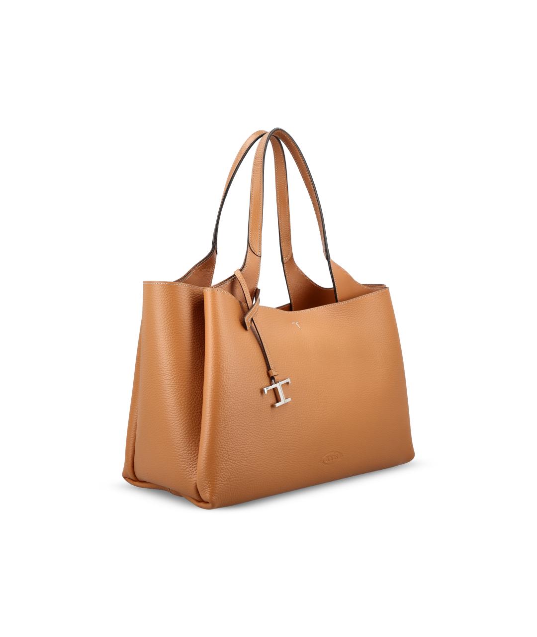 TOD'S Бежевая кожаная сумка тоут, фото 3