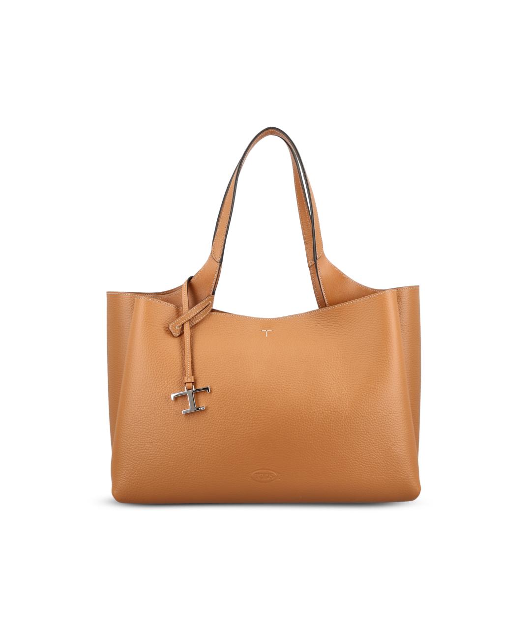 TOD'S Бежевая кожаная сумка тоут, фото 5