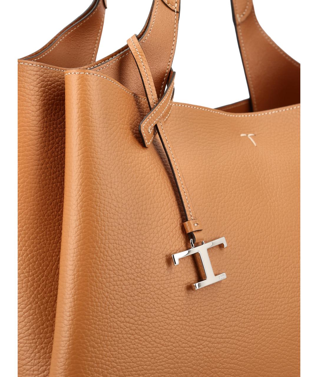 TOD'S Бежевая кожаная сумка тоут, фото 4
