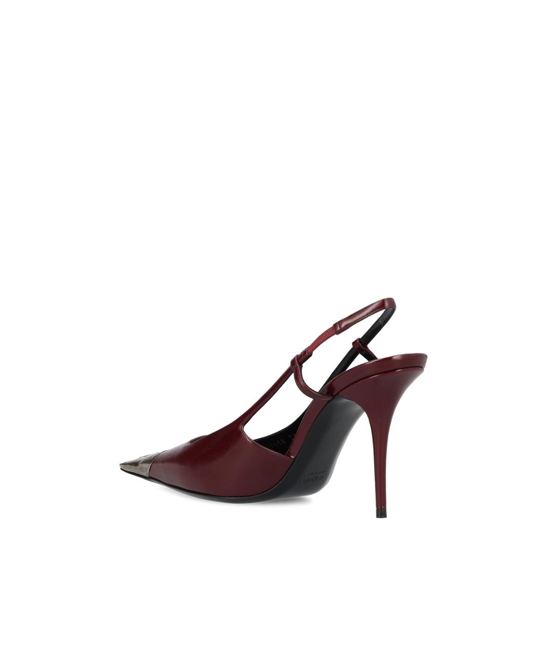 SAINT LAURENT Бордовые кожаные туфли, фото 3