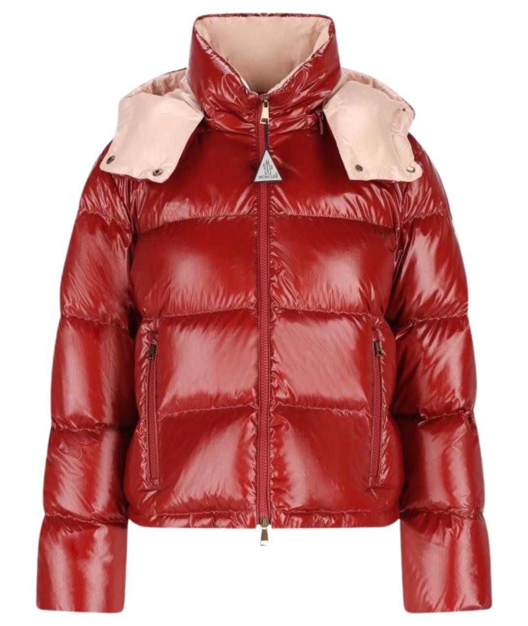 MONCLER Красный нейлоновый пуховик, фото 1