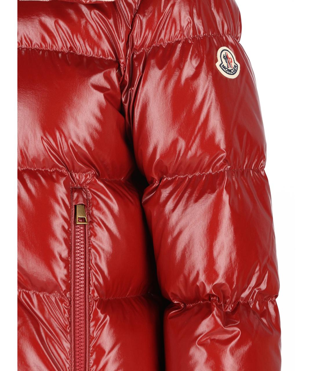 MONCLER Красный нейлоновый пуховик, фото 4