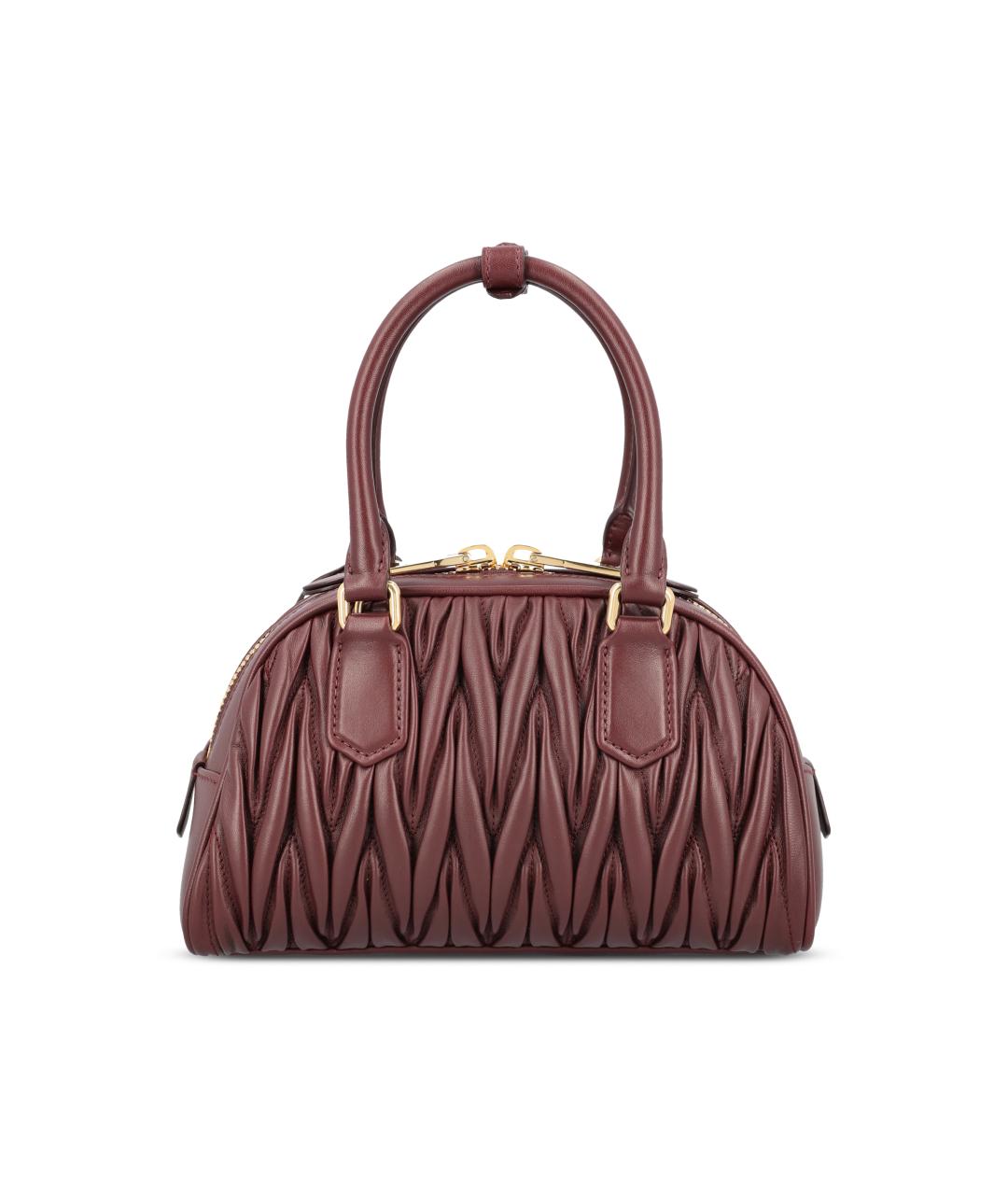 MIU MIU Бордовая кожаная сумка с короткими ручками, фото 2