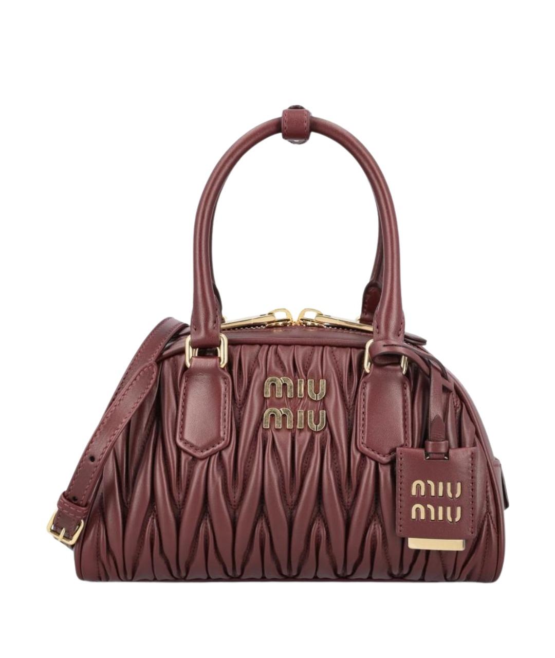 MIU MIU Бордовая кожаная сумка с короткими ручками, фото 1