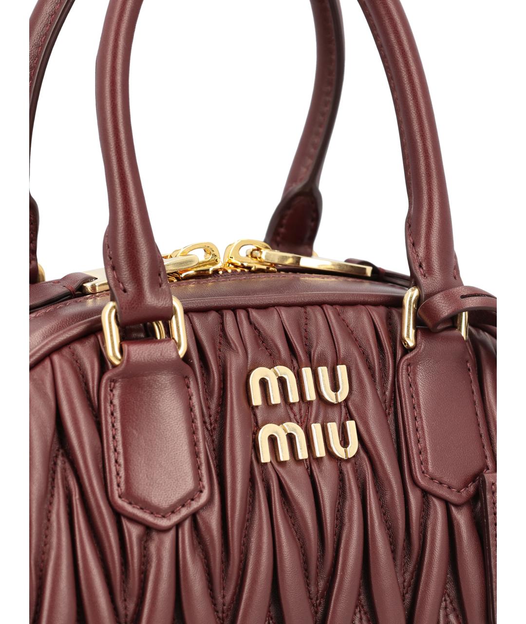 MIU MIU Бордовая кожаная сумка с короткими ручками, фото 3