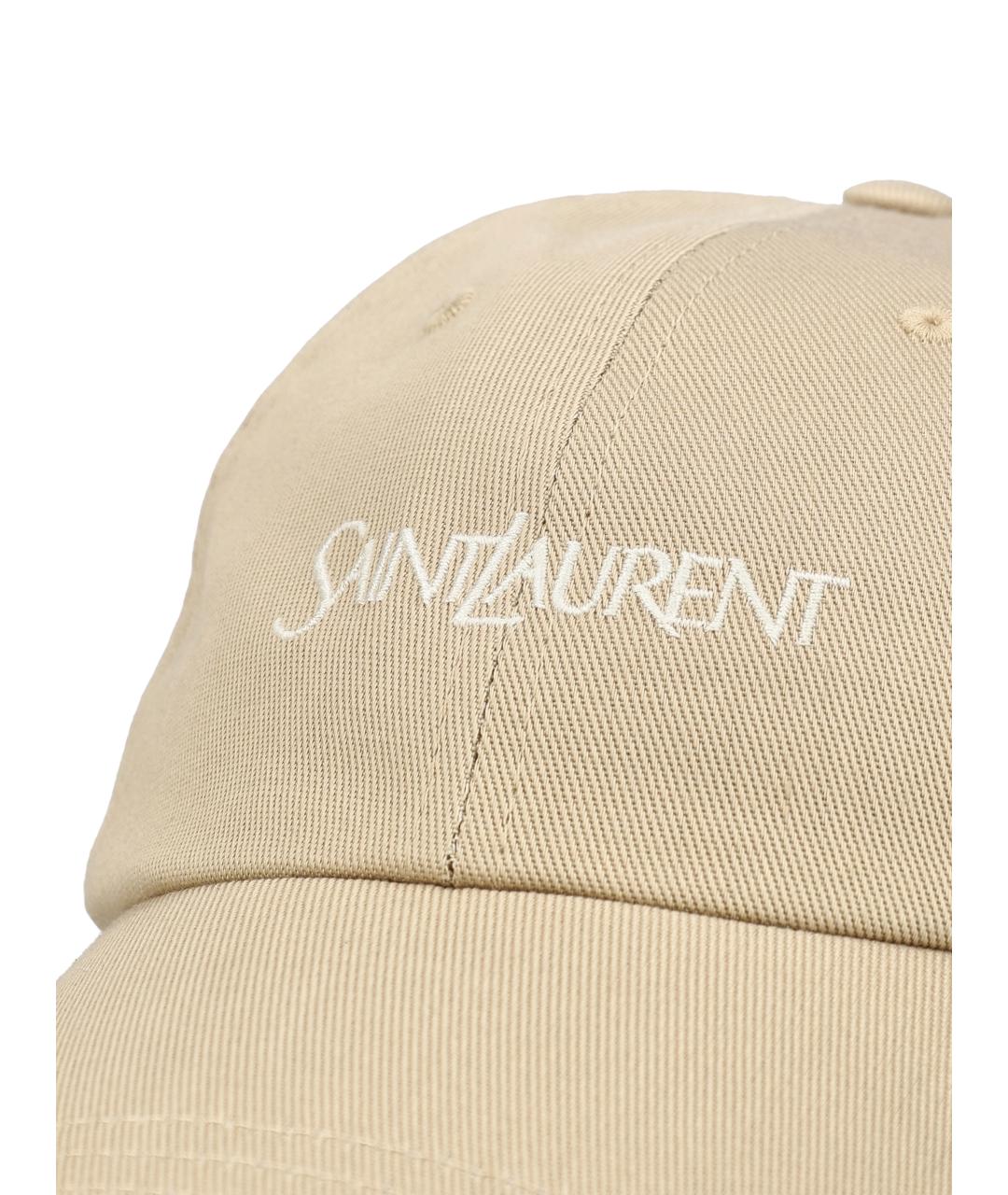 SAINT LAURENT Бежевая хлопковая кепка, фото 4