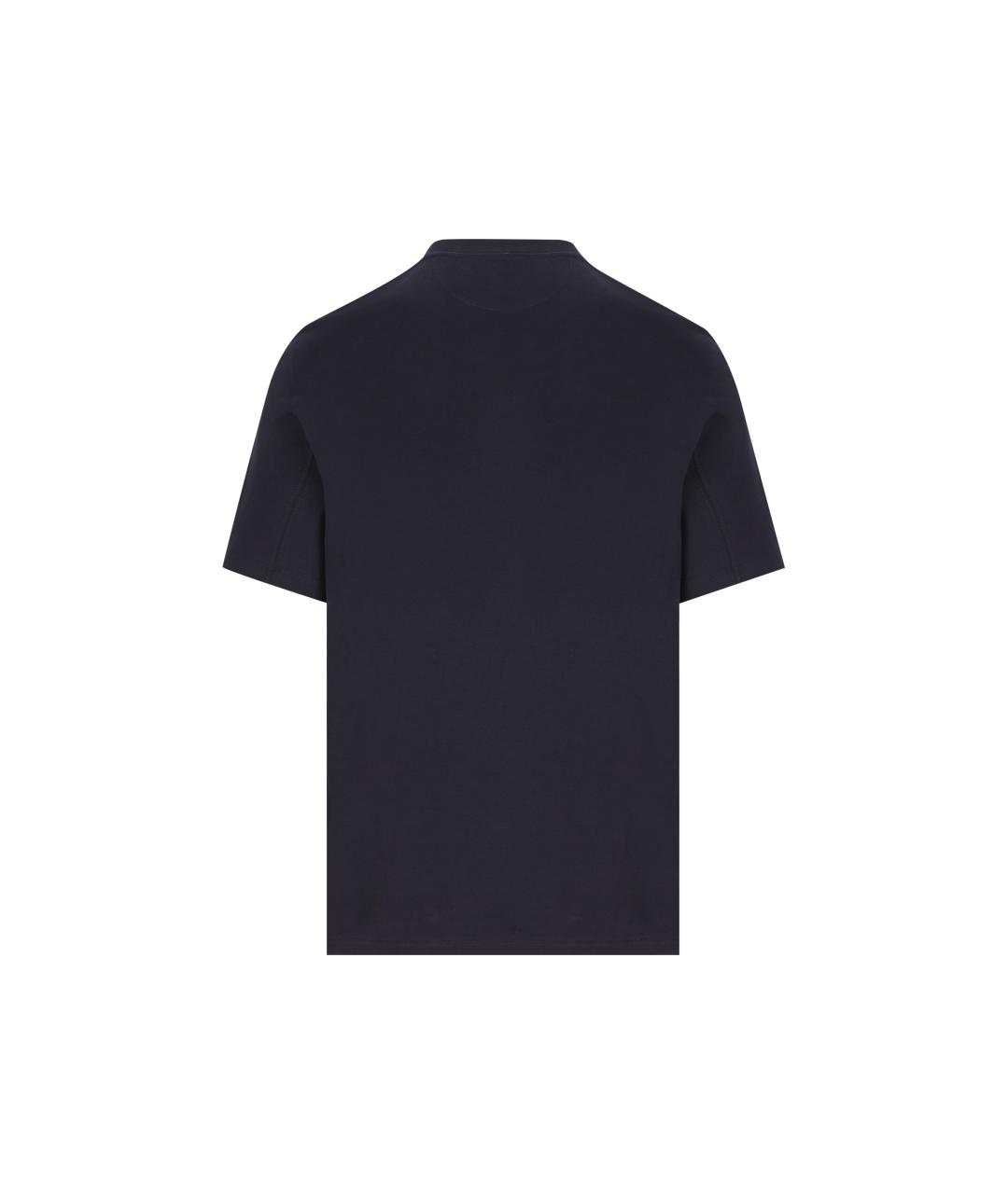 BRUNELLO CUCINELLI Темно-синяя хлопковая футболка, фото 2