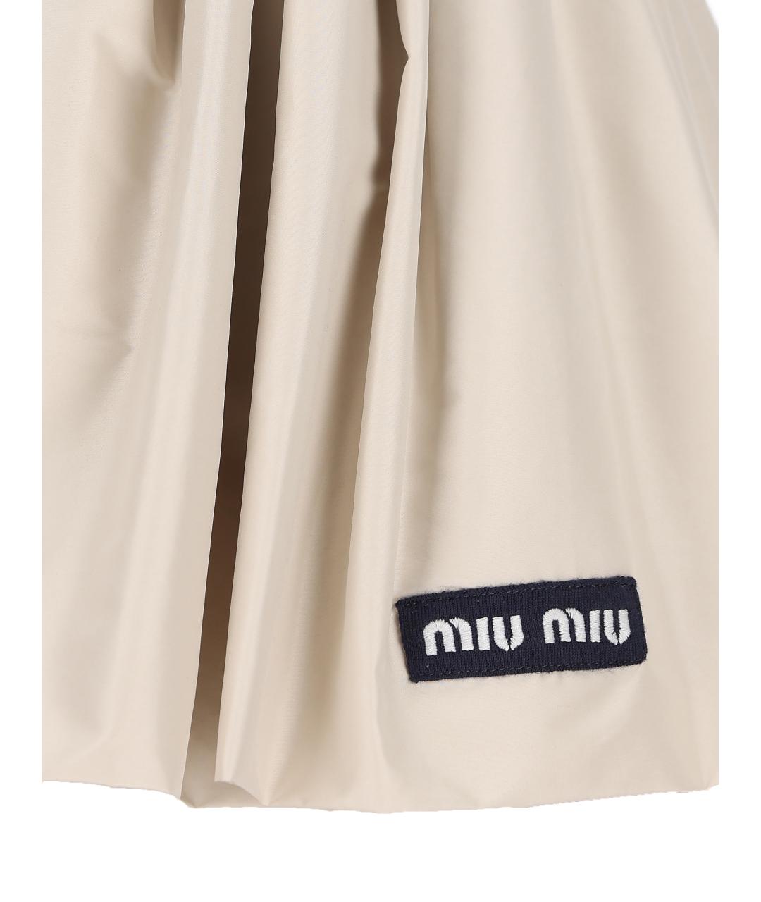 MIU MIU Бежевая полиэстеровая юбка мини, фото 4