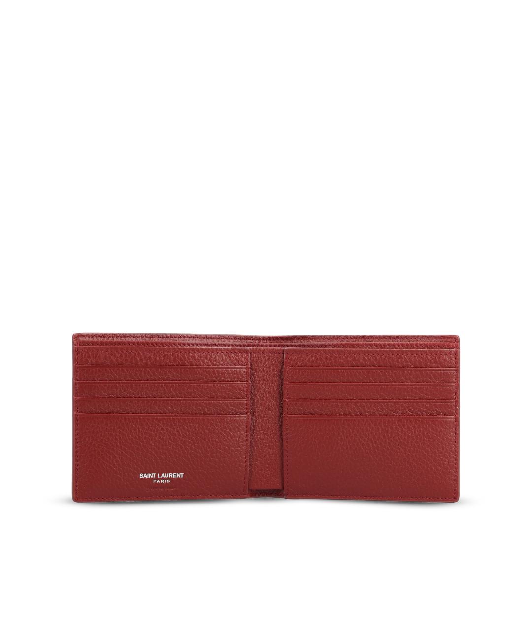SAINT LAURENT Красный кожаный кошелек, фото 4