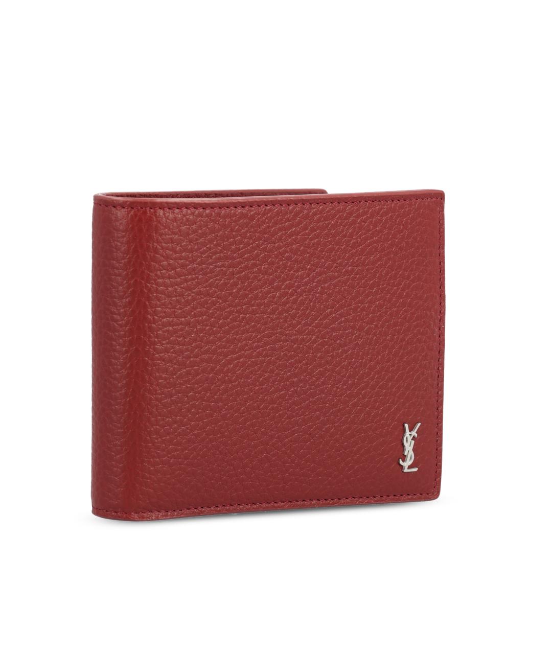 SAINT LAURENT Красный кожаный кошелек, фото 3