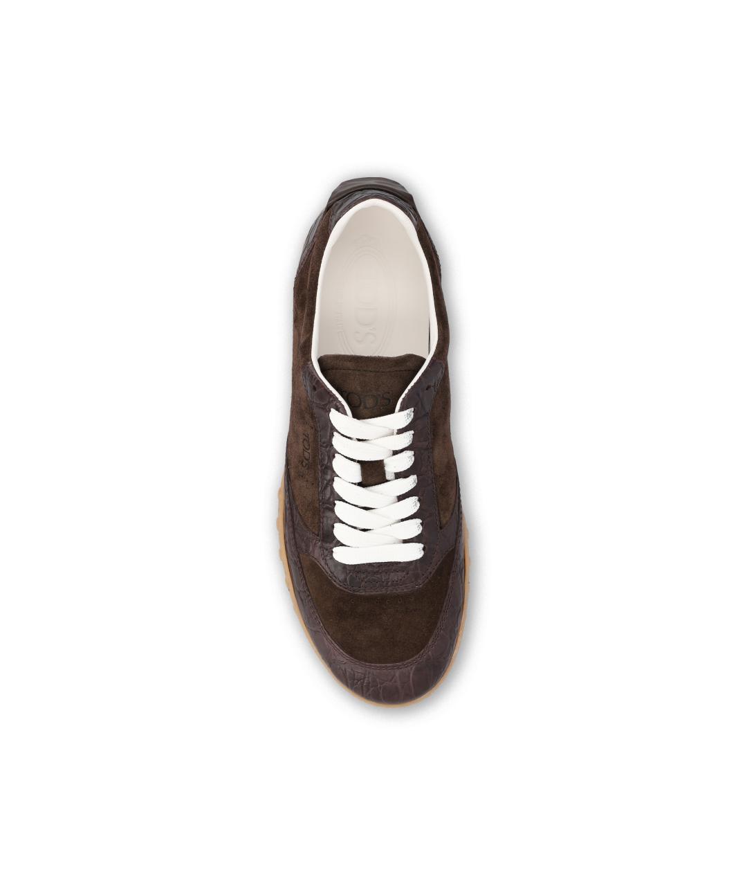 TOD'S Коричневые кожаные кроссовки, фото 4