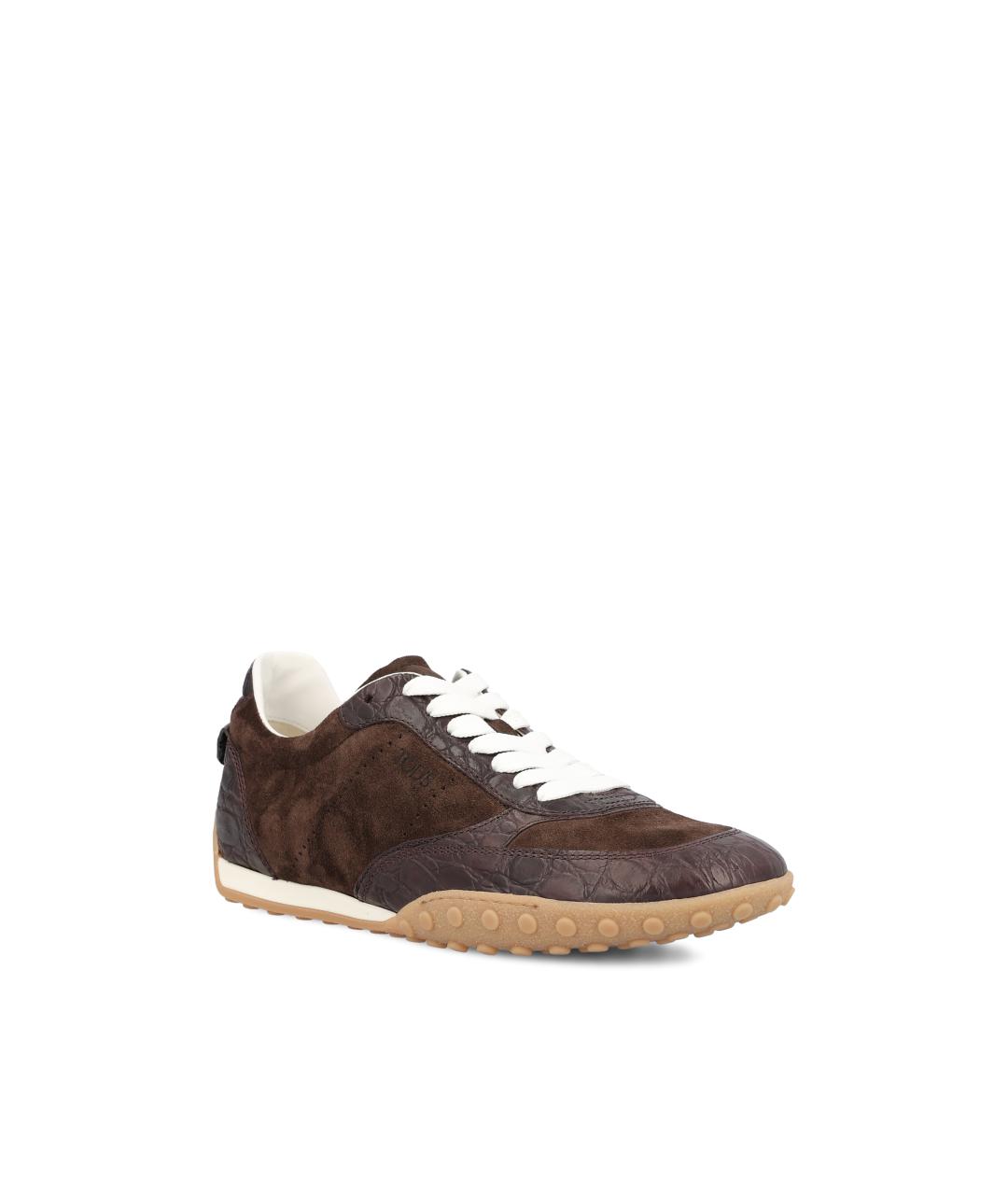 TOD'S Коричневые кожаные кроссовки, фото 2