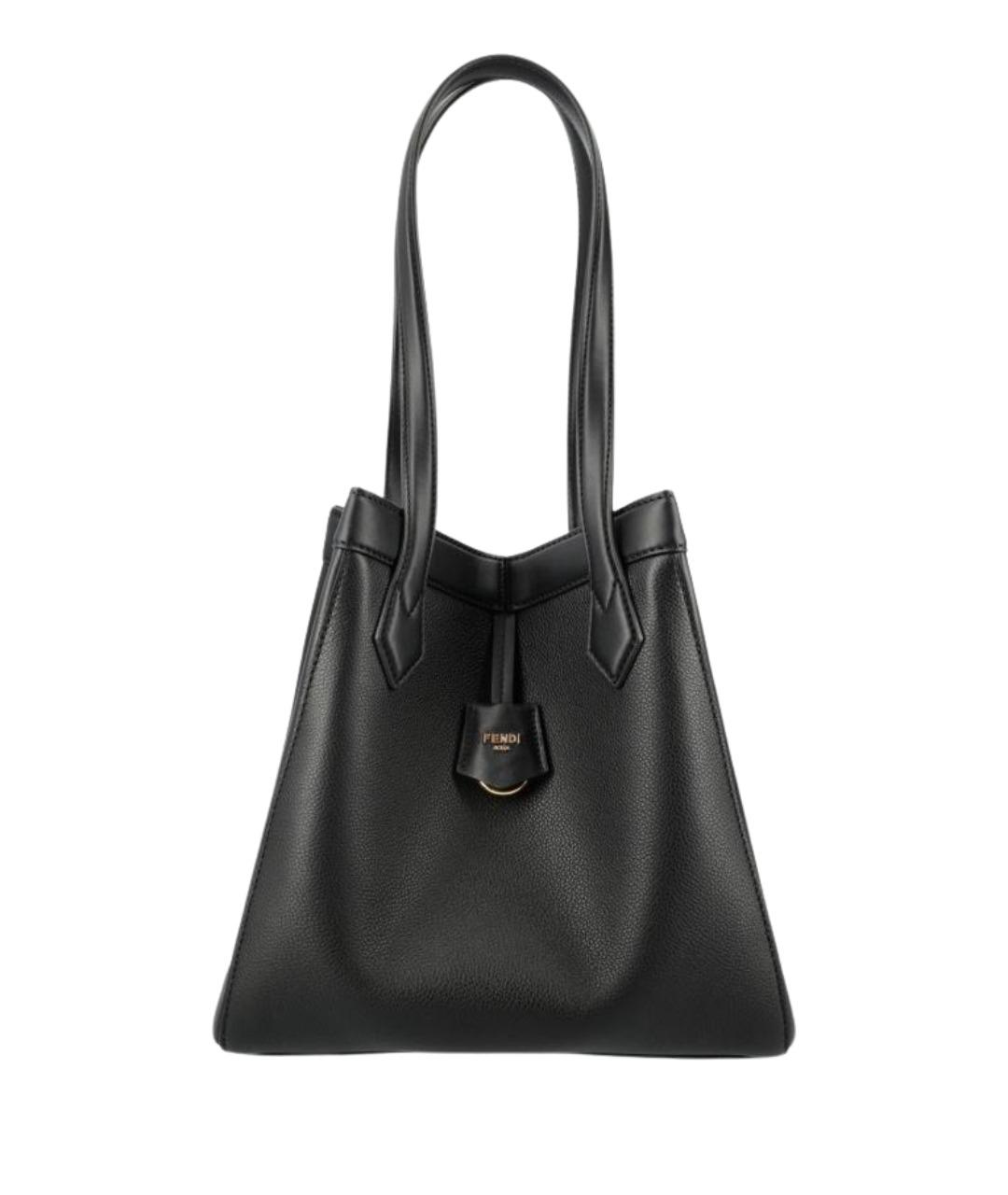 FENDI Черная кожаная сумка тоут, фото 1