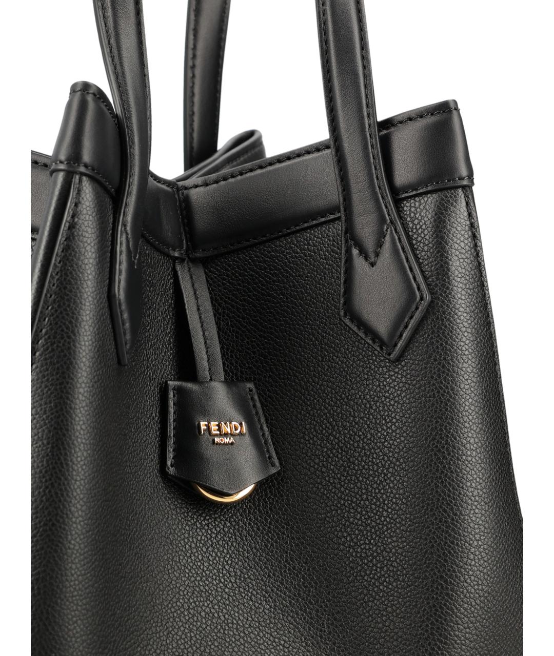 FENDI Черная кожаная сумка тоут, фото 4