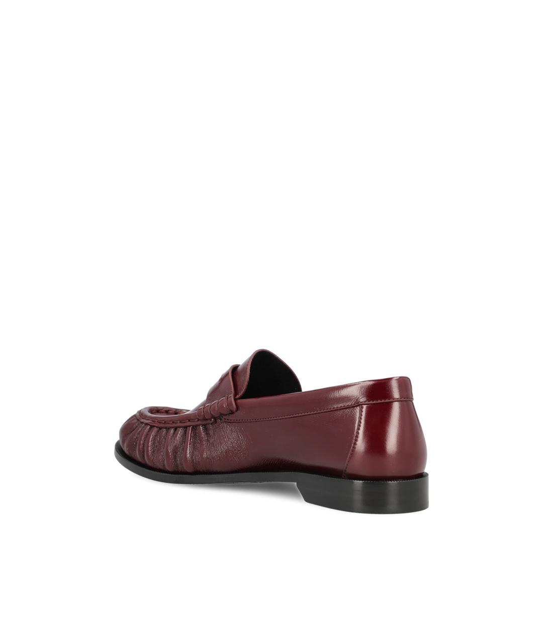 SAINT LAURENT Бордовые кожаные лоферы, фото 3