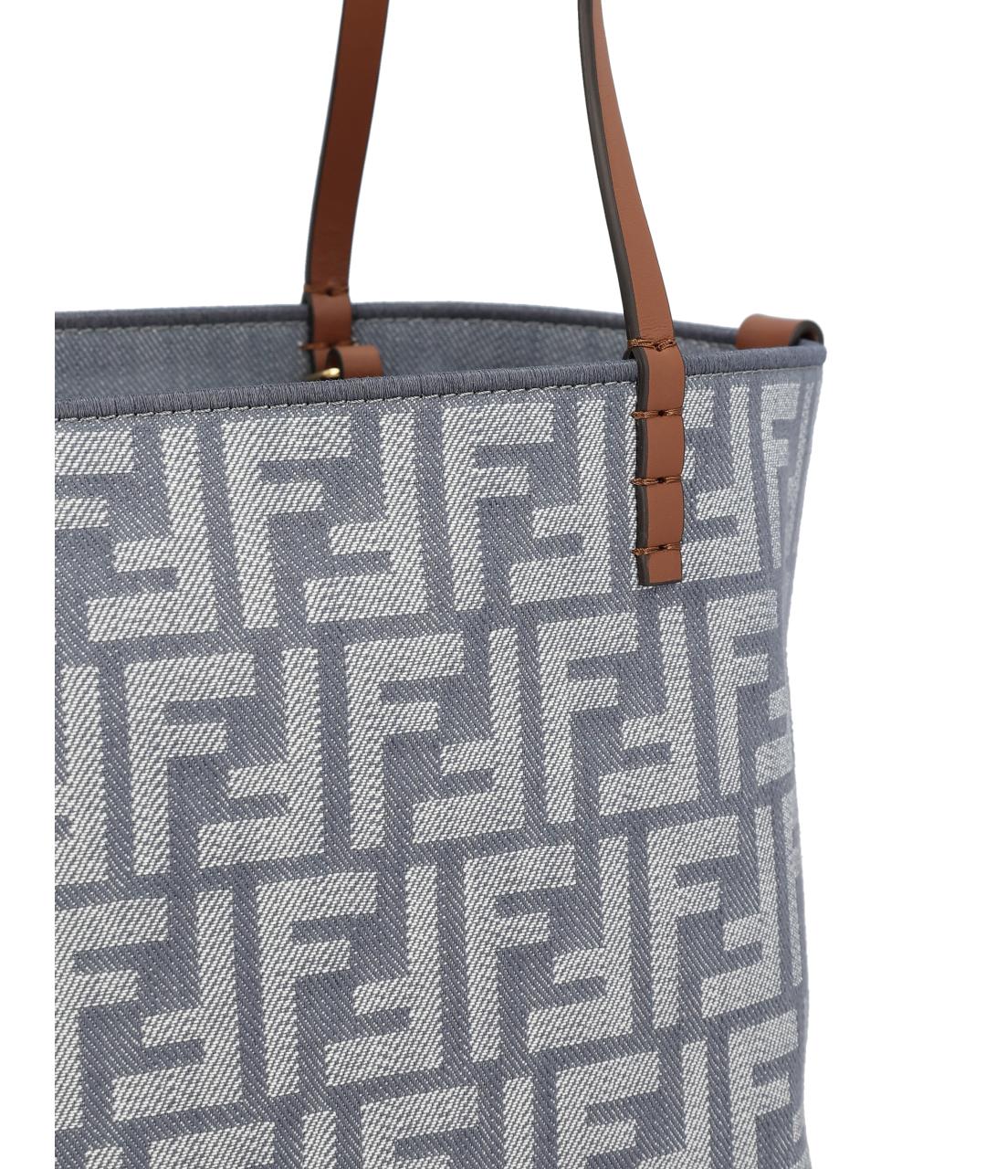 FENDI Голубая тканевая сумка тоут, фото 4