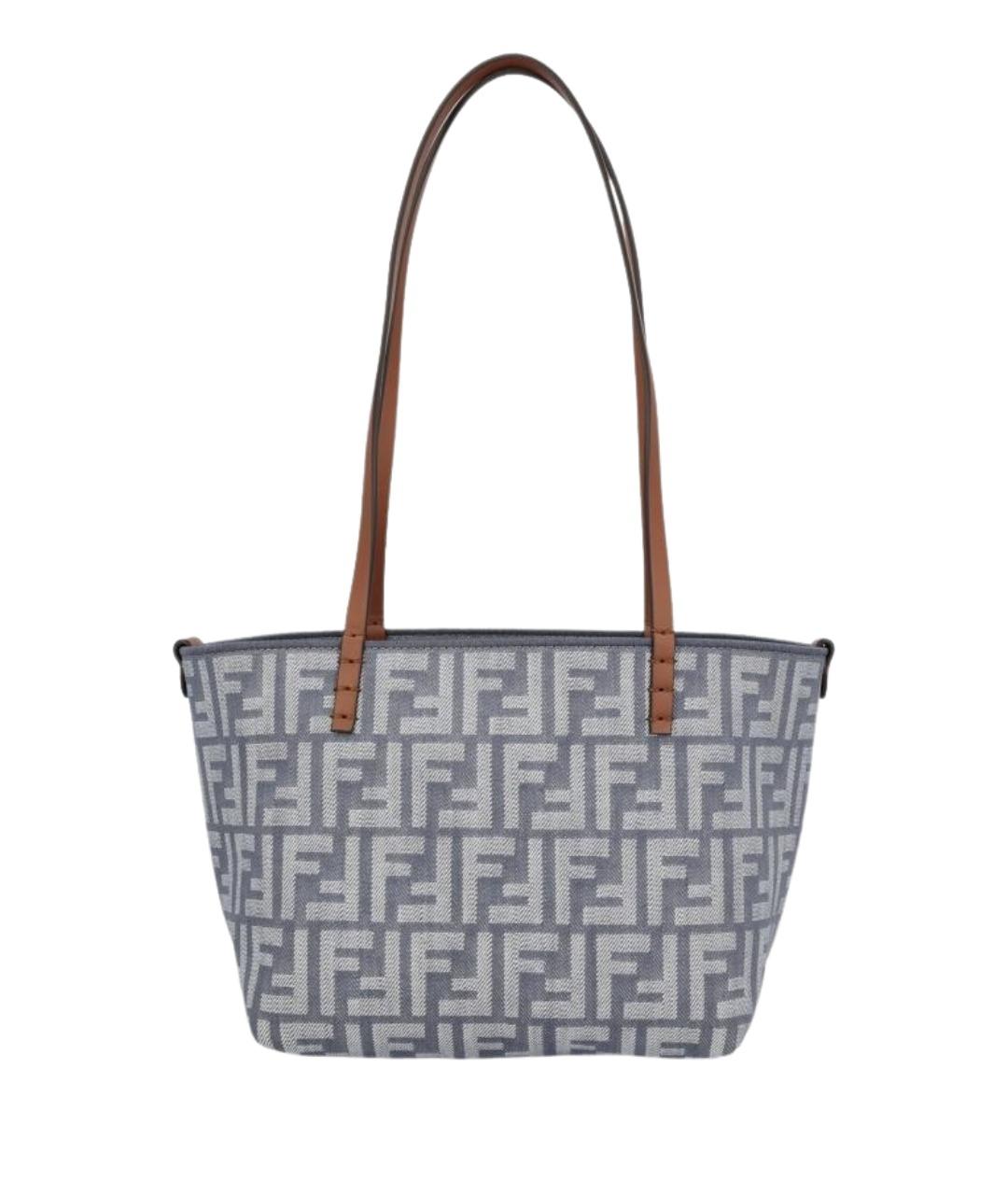 FENDI Голубая тканевая сумка тоут, фото 1