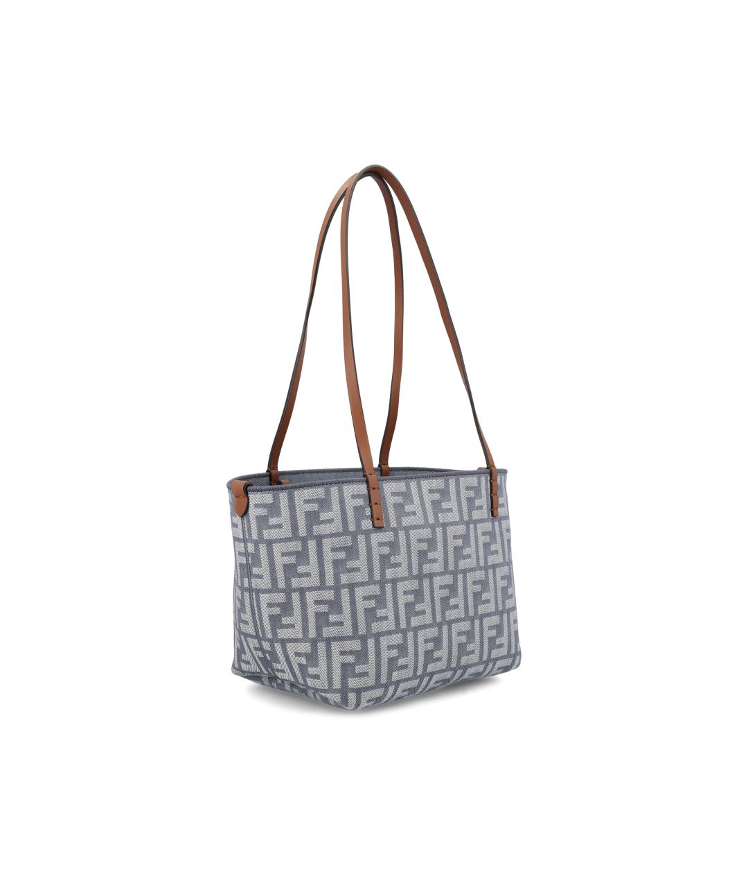 FENDI Голубая тканевая сумка тоут, фото 3
