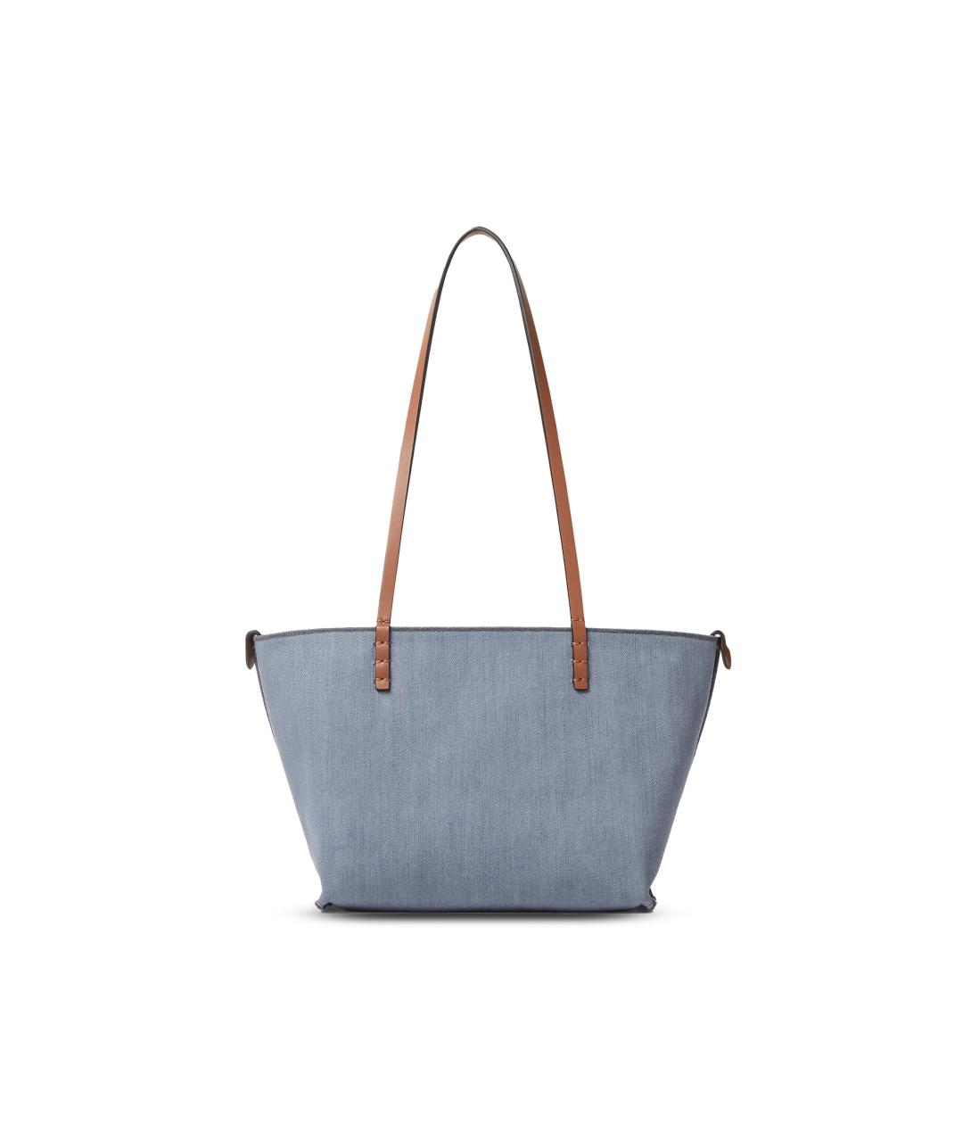 FENDI Голубая тканевая сумка тоут, фото 2