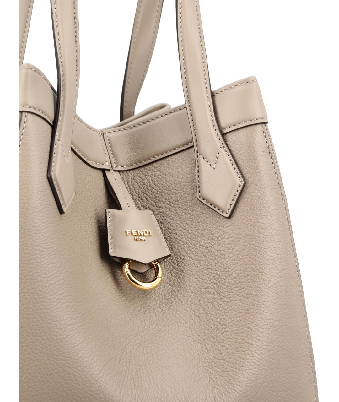 FENDI Бежевая кожаная сумка тоут, фото 4