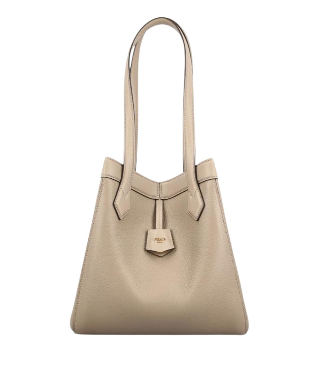 FENDI Бежевая кожаная сумка тоут, фото 1