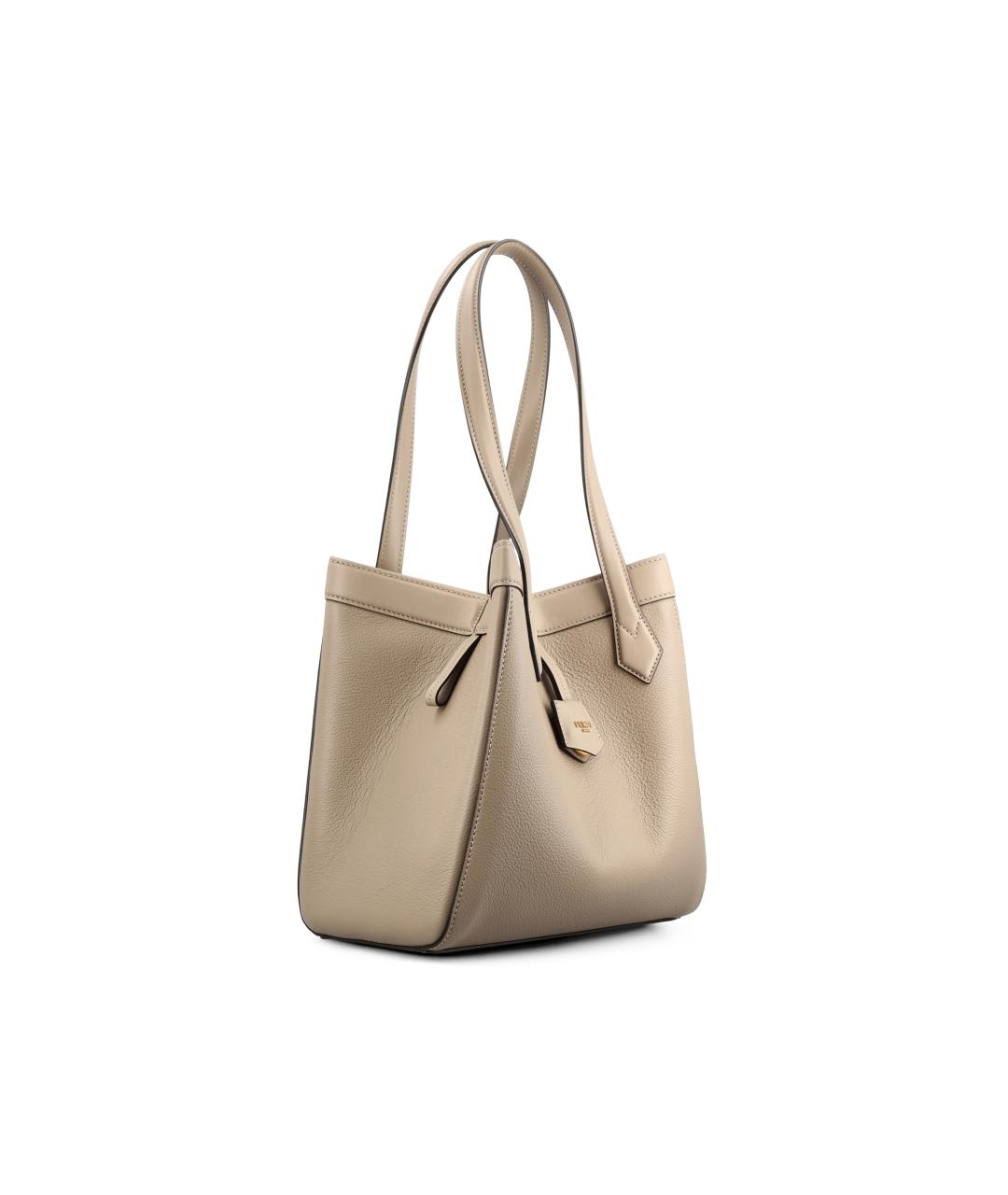 FENDI Бежевая кожаная сумка тоут, фото 3