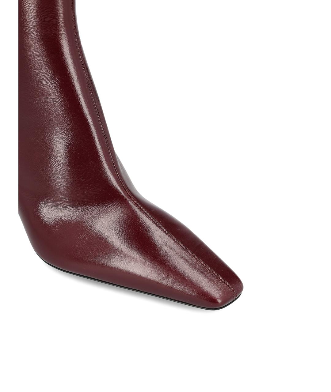 SAINT LAURENT Бордовые кожаные ботильоны, фото 4