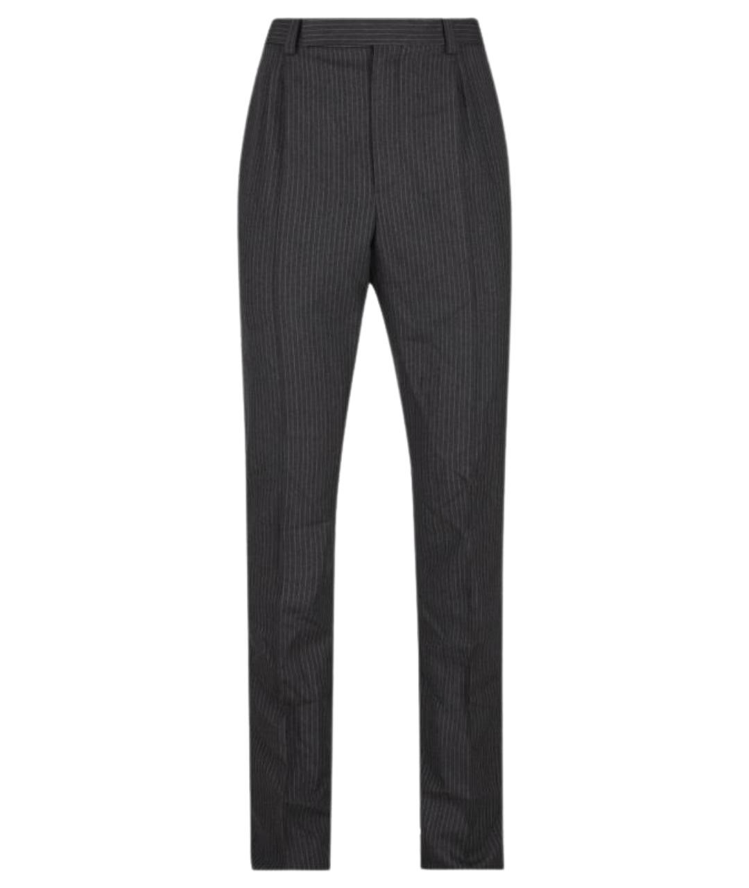 SAINT LAURENT Антрацитовые шерстяные классические брюки, фото 1
