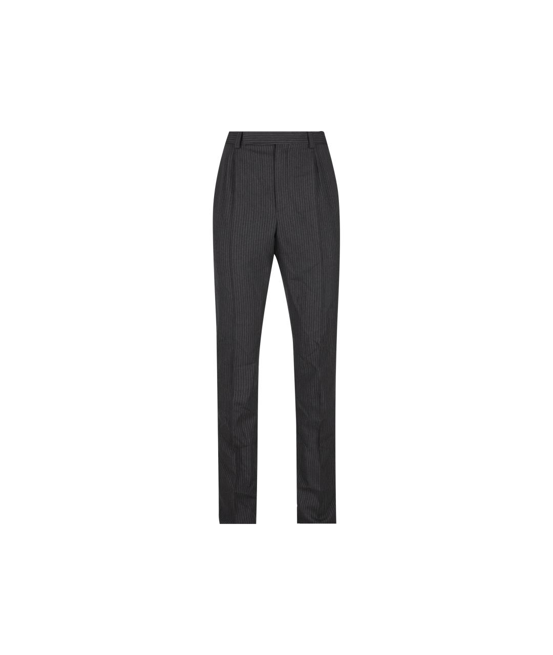 SAINT LAURENT Антрацитовые шерстяные классические брюки, фото 5
