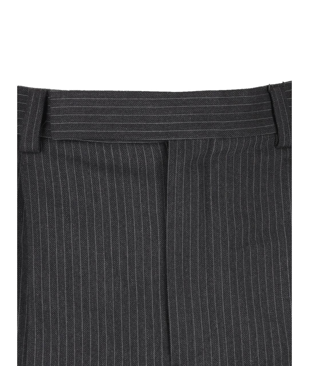 SAINT LAURENT Антрацитовые шерстяные классические брюки, фото 3
