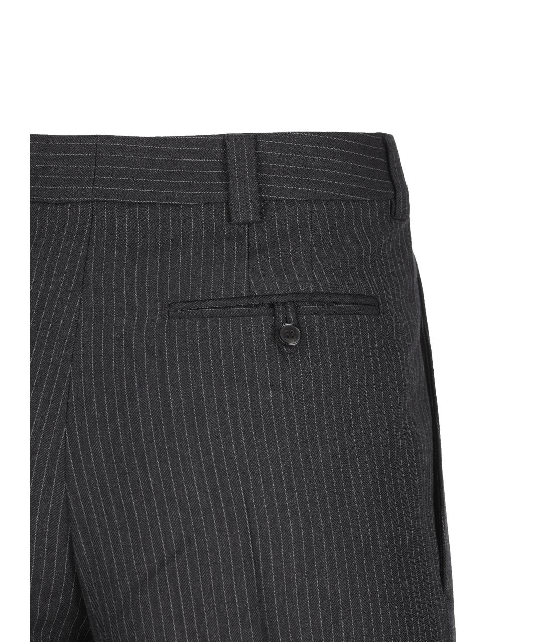 SAINT LAURENT Антрацитовые шерстяные классические брюки, фото 4