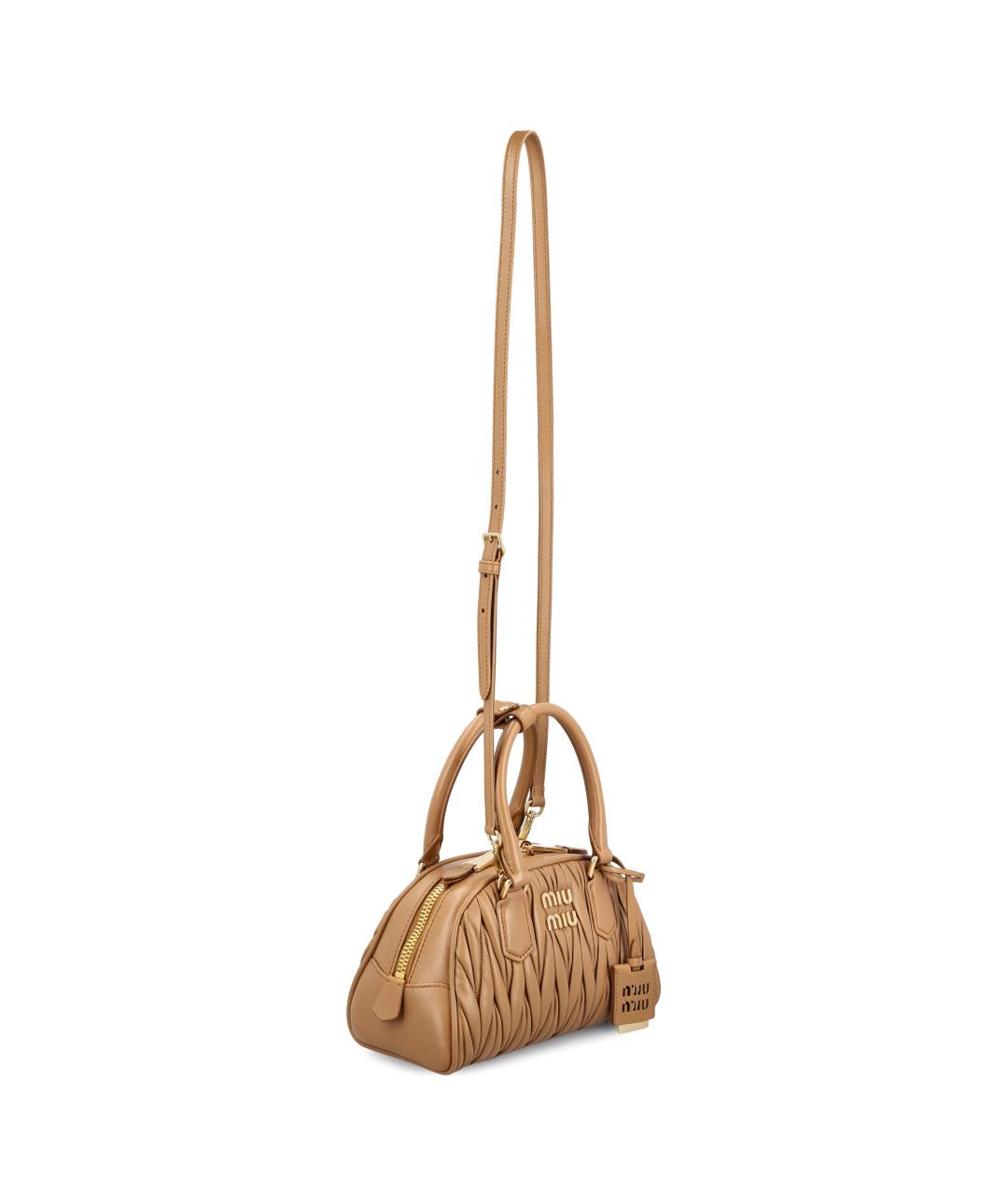 MIU MIU Коричневая кожаная сумка с короткими ручками, фото 3