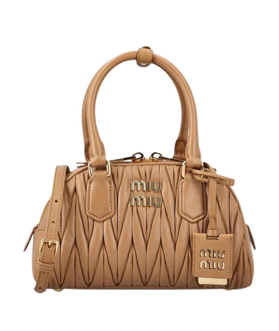 MIU MIU Коричневая кожаная сумка с короткими ручками, фото 1