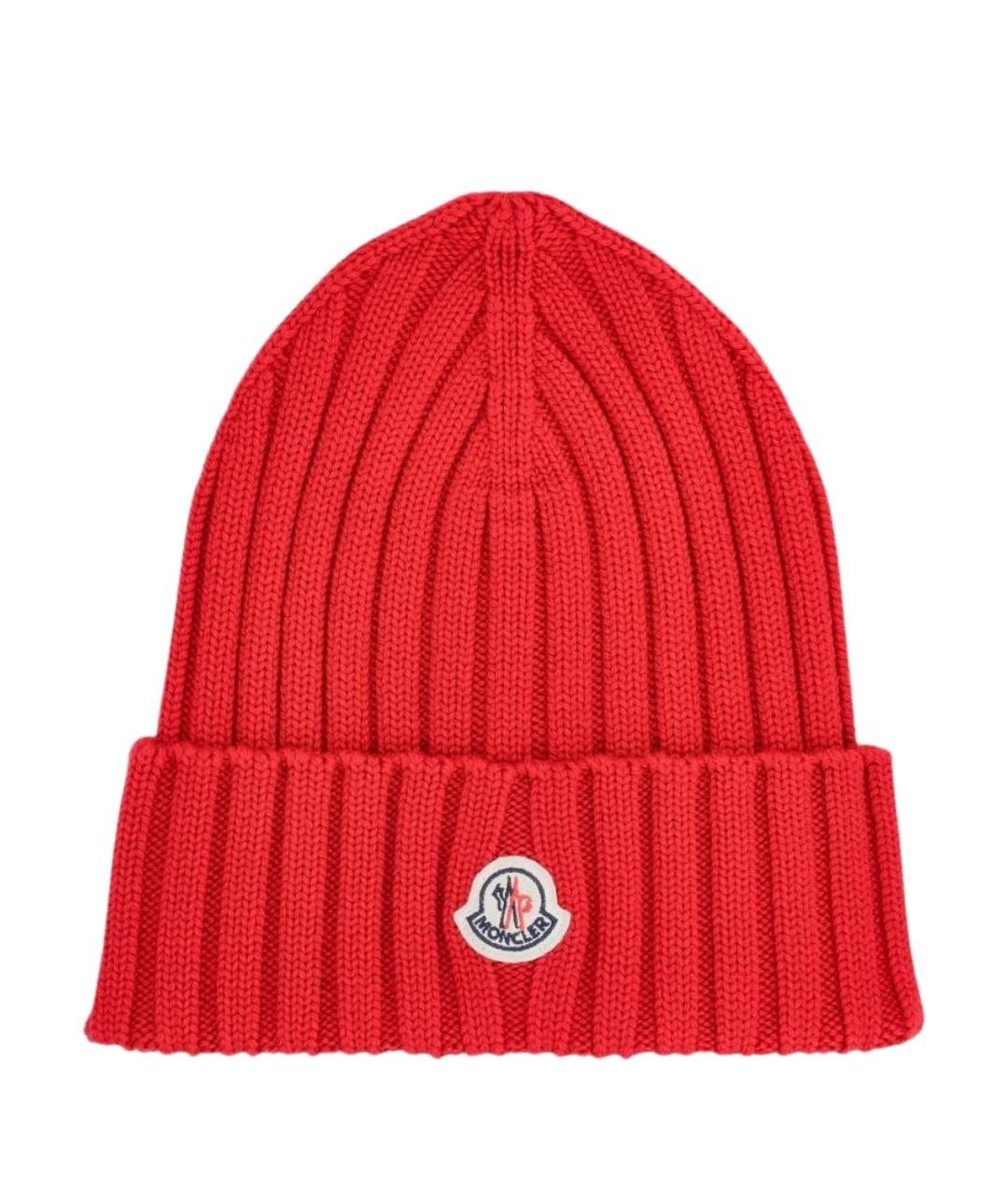 MONCLER Красная шерстяная шапка, фото 1